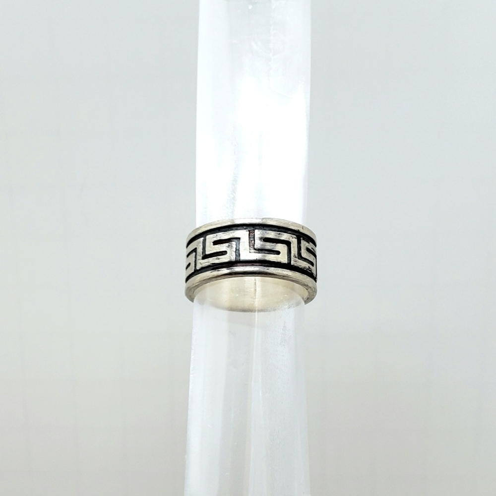 925-Silver Ring Greek Key Pattern - image 1